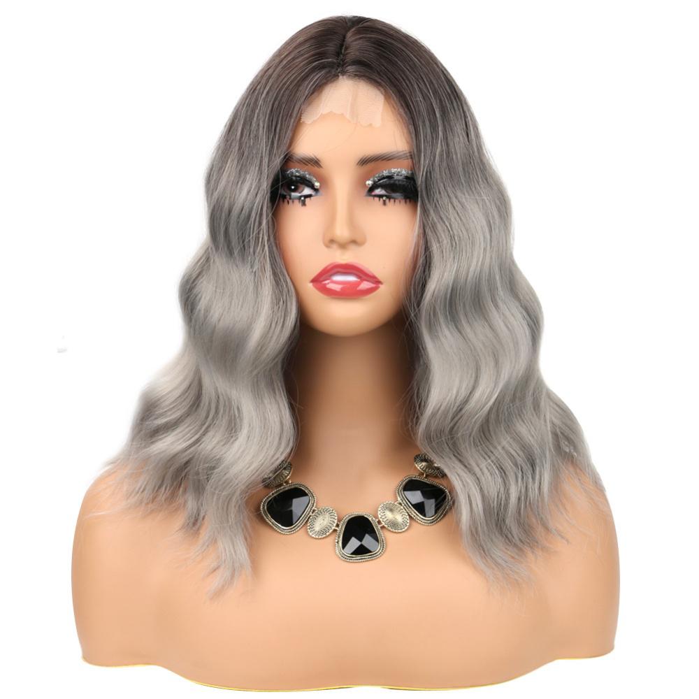 Synthetic fiber wigs lace size big wave-5