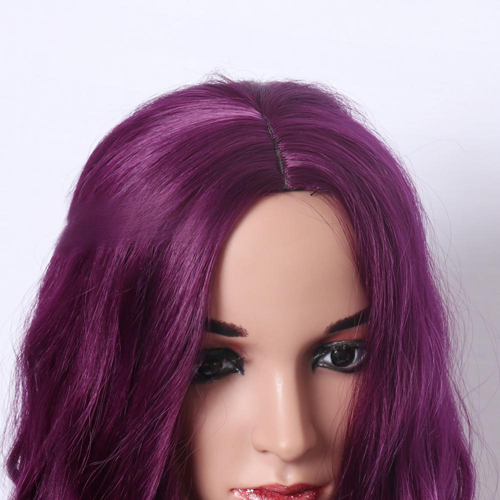 synthetic fiber purple color wig
