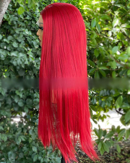 Synthetic lace frontal color wig straight---13*4---Ruby red color--pay 1 get 2