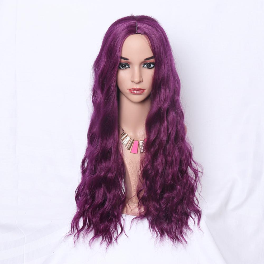 synthetic fiber purple color wig