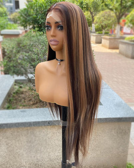 Synthetic lace frontal color wig straight---13*4---P4/27 color---pay 1 get 2