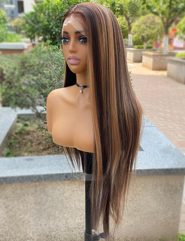 Synthetic lace frontal color wig straight---13*4---P4/27 color---pay 1 get 2