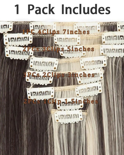 remy clip hair extensions-Color #P 1B/60