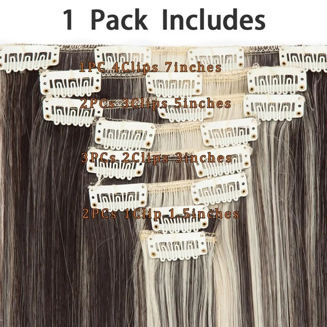 remy clip hair extensions-Color #P 1B/60