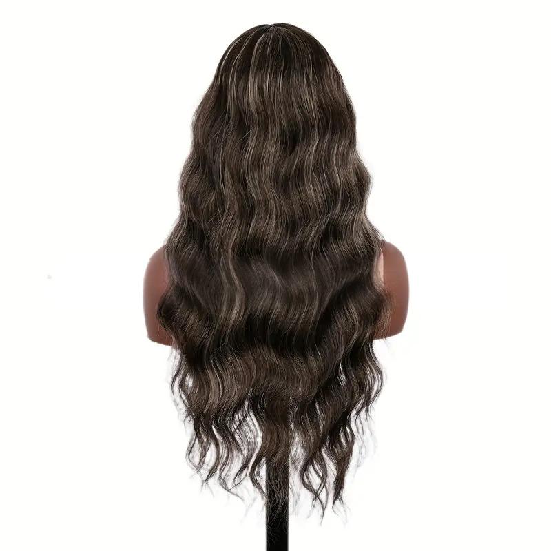 Synthetic fiber Small lace middle parting wig-2