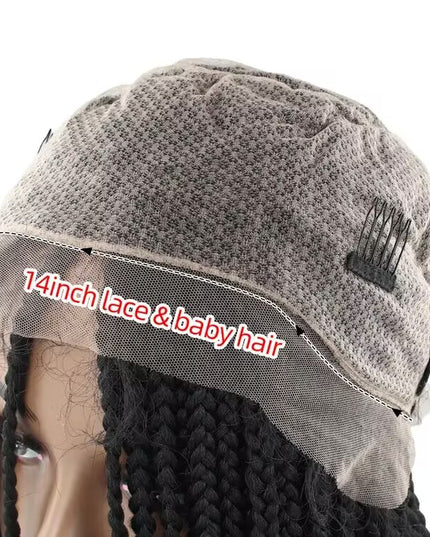 Synthetic Transparent Full Lace Braided Wigs Knotless Box Braids Wig  # 1B/30