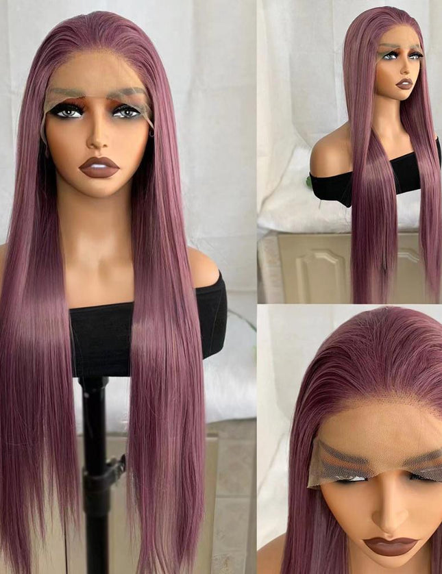 Synthetic lace frontal color wig straight---13*4---taro purple color--pay 1 get 2