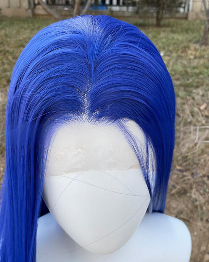 Synthetic lace frontal color wig straight---13*4---navy blue color--pay 1 get 2