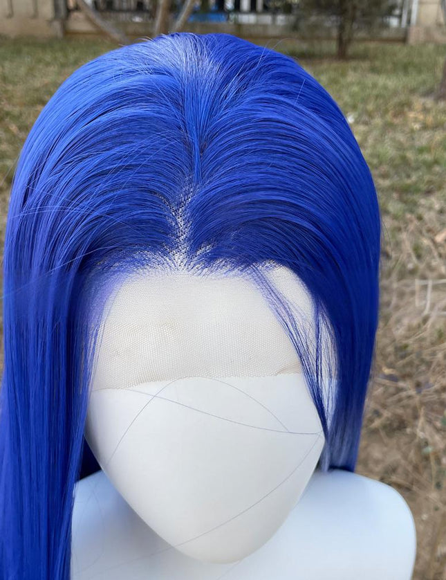 Synthetic lace frontal color wig straight---13*4---navy blue color--pay 1 get 2