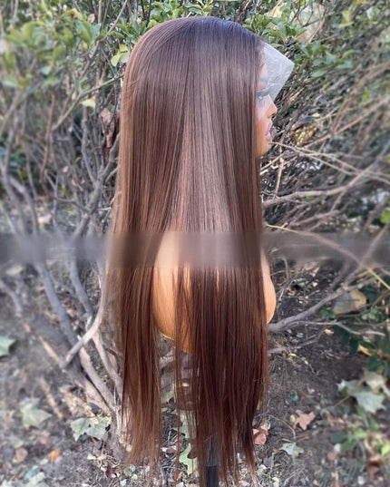 Synthetic lace frontal color wig straight---13*4---Mocha Brown color---pay 1 get 2