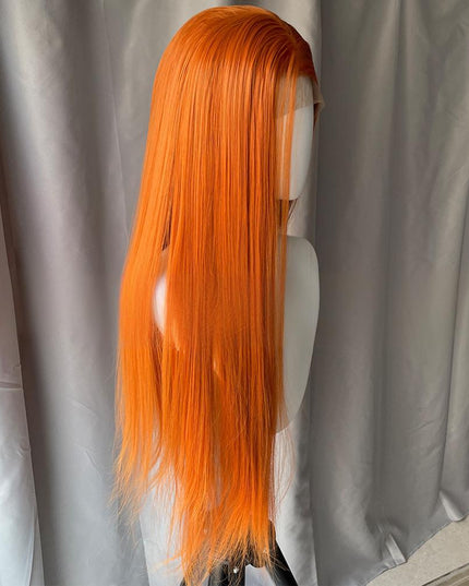 Synthetic lace frontal color wig straight---13*4---ginger color---pay 1 get 2