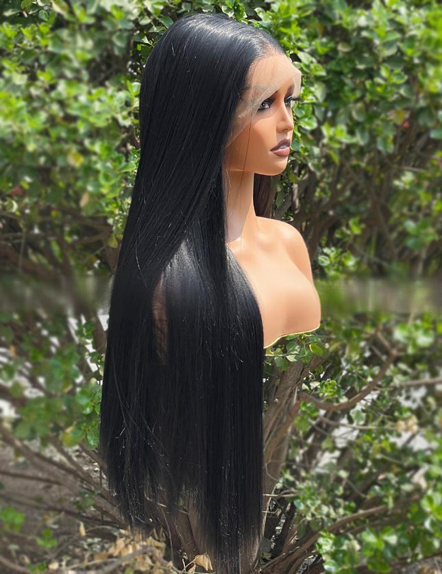Synthetic lace frontal color wig---13*6---natural black color