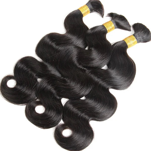 Body wave natural black color 15A human hair bulk for braiding