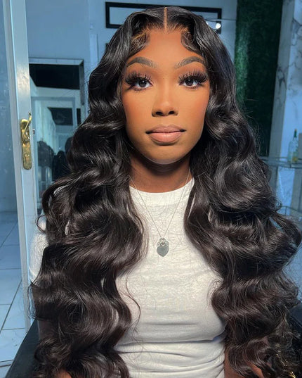 Body wave natural black color Lace Frontal 13x4 Virgin Human Hair Wig 15A