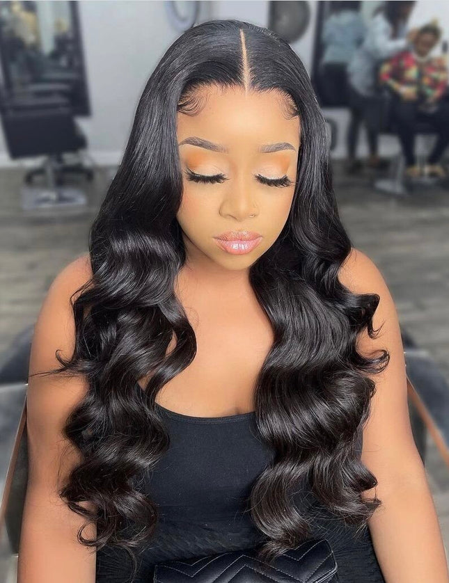 Body wave natural black color Lace Frontal 13x4 Virgin Human Hair Wig 15A