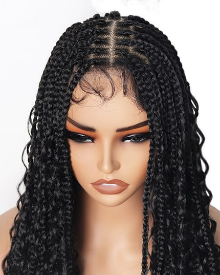 Synthetic Long Bohemian Braided Wigs Boho Box Braid Wigs for Black Women Twisted Braids Full Lace Braided Wigs with Baby Hair