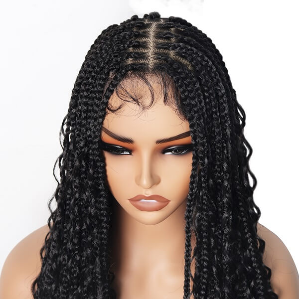 Synthetic Long Bohemian Braided Wigs Boho Box Braid Wigs for Black Women Twisted Braids Full Lace Braided Wigs with Baby Hair