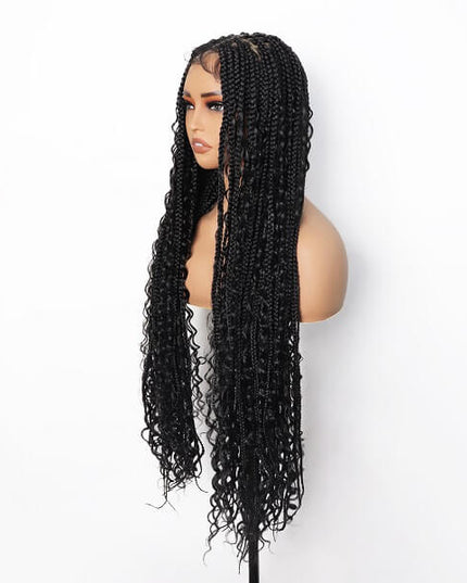 Synthetic Long Bohemian Braided Wigs Boho Box Braid Wigs for Black Women Twisted Braids Full Lace Braided Wigs with Baby Hair