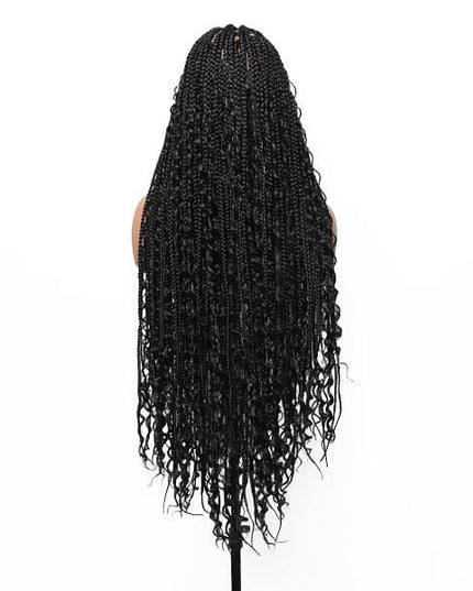 Synthetic Long Bohemian Braided Wigs Boho Box Braid Wigs for Black Women Twisted Braids Full Lace Braided Wigs with Baby Hair