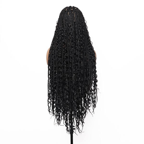 Synthetic Long Bohemian Braided Wigs Boho Box Braid Wigs for Black Women Twisted Braids Full Lace Braided Wigs with Baby Hair