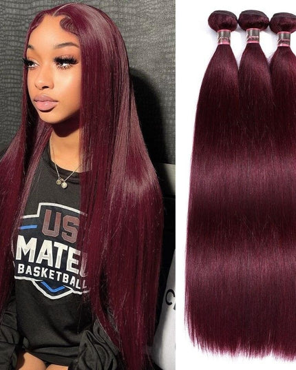 Straight burgundy 12A Virgin Hair bundles  1PC