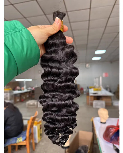 Burmurse curly natural black color 15A human hair bulk for braiding