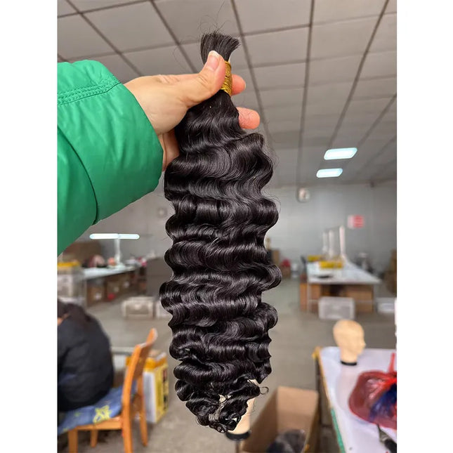 Burmurse curly natural black color 15A human hair bulk for braiding