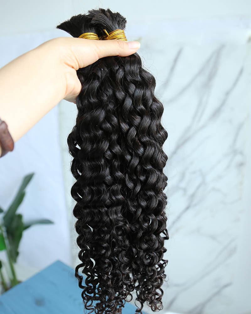 Cabello humano rizo español color negro natural 12A a granel