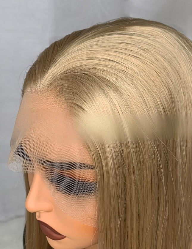 Synthetic lace frontal color wig straight---13*4---Sand gold color--pay 1 get 2
