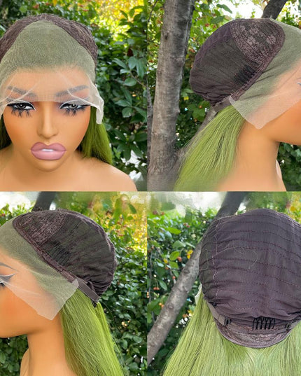 Synthetic lace frontal color wig---13*4---yellow-green color---- pay 1 get 2