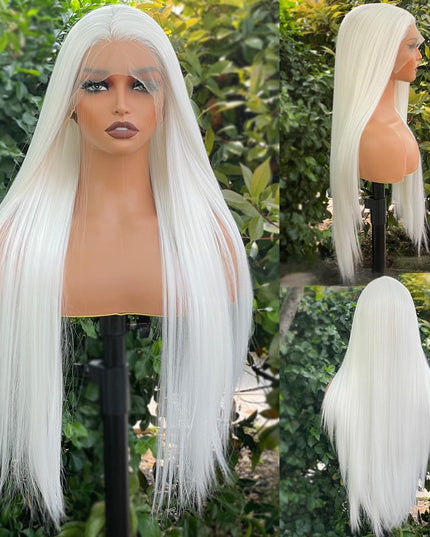 Fiber lace frontal color wig straight---13*4---White color---pay 1 get 2