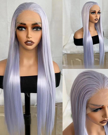 Synthetic lace frontal color wig straight---13*4---lavender purple color--pay 1 get 2