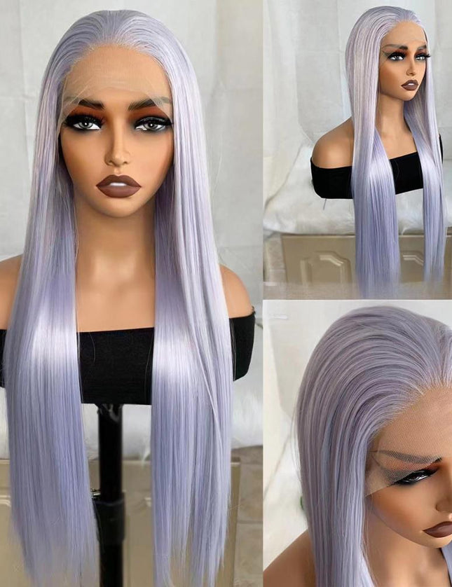 Synthetic lace frontal color wig straight---13*4---lavender purple color--pay 1 get 2
