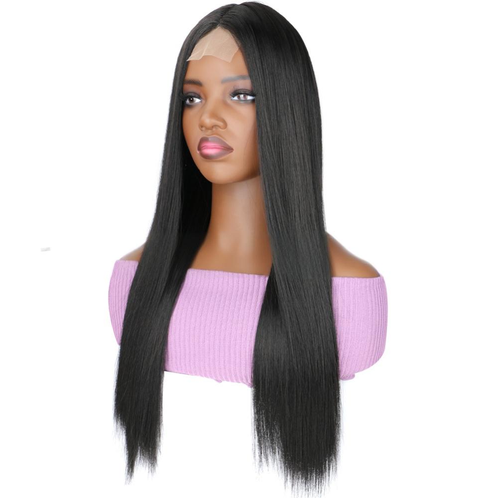 Synthetic fiber lace wig straight highlight color-4