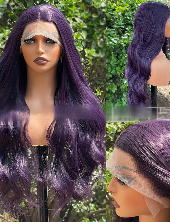 Synthetic lace frontal color wig wavy---13*4---purple color