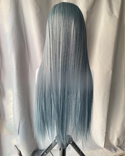 Synthetic lace frontal color wig straight---13*4---slate blue color---pay 1 get 2