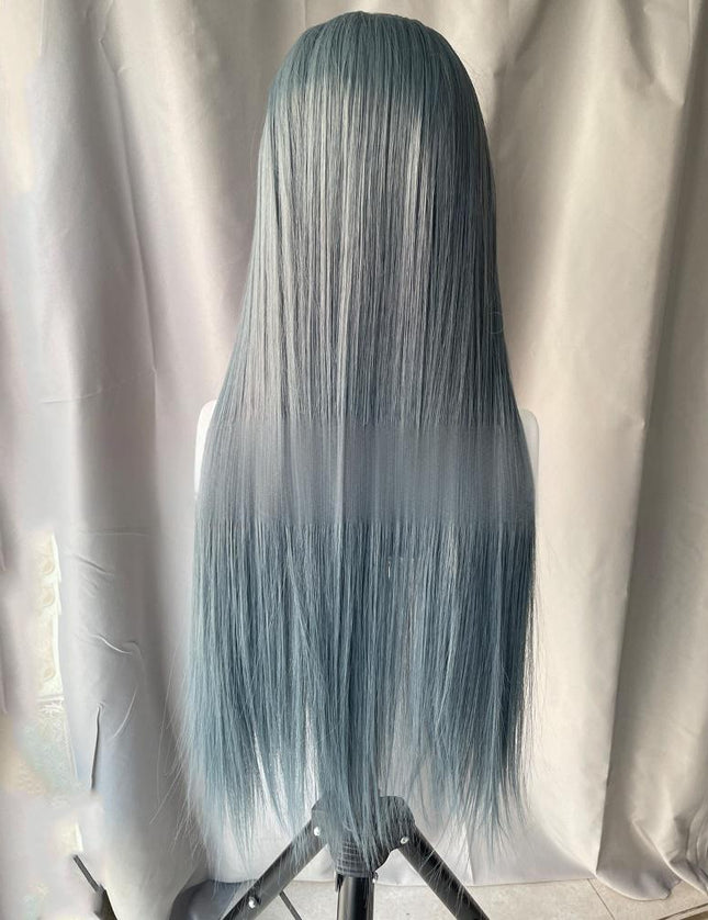 Synthetic lace frontal color wig straight---13*4---slate blue color---pay 1 get 2