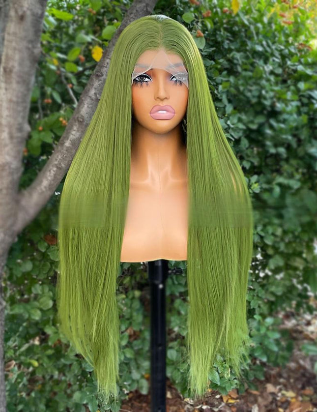 Synthetic lace frontal color wig---13*4---yellow-green color---- pay 1 get 2