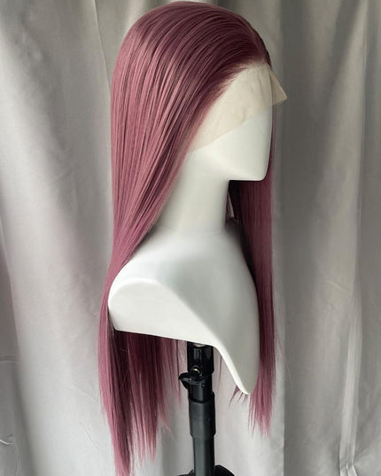 Synthetic lace frontal color wig straight---13*4---Dusty Purple color---pay 1 get 2