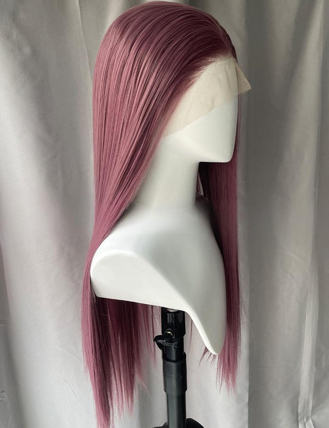 Synthetic lace frontal color wig straight---13*4---Dusty Purple color---pay 1 get 2