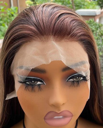 Synthetic lace frontal color wig straight---13*4---P4/27 color---pay 1 get 2