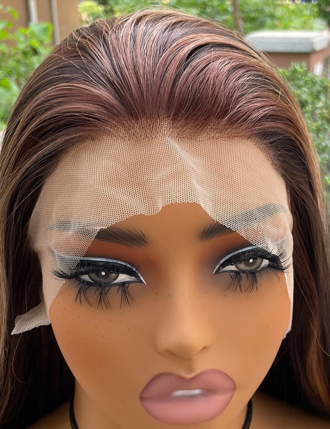 Synthetic lace frontal color wig straight---13*4---P4/27 color---pay 1 get 2