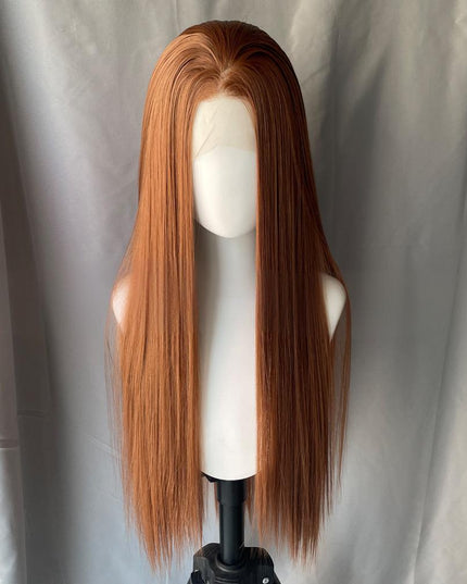 Synthetic lace frontal color wig straight---13*4---light brown color---pay 1 get 2