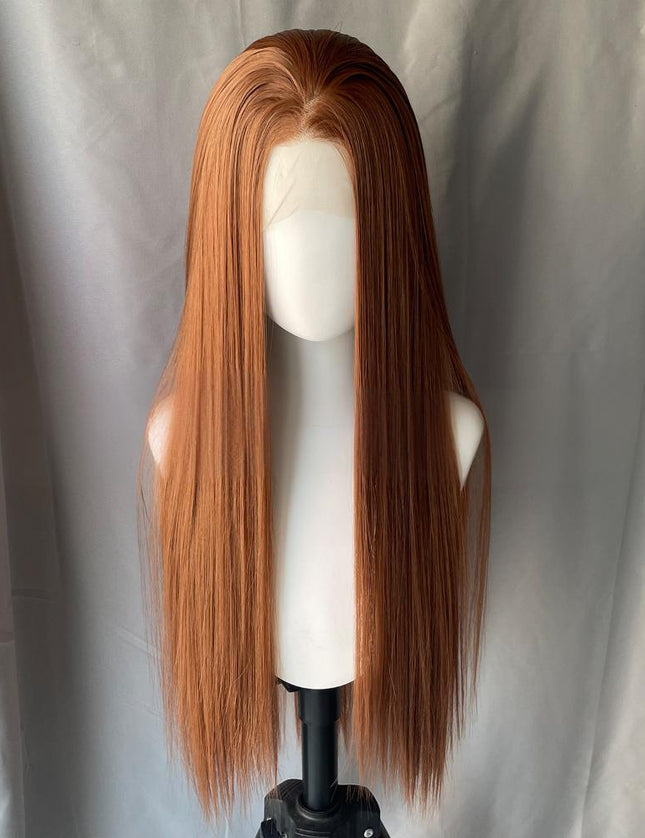 Synthetic lace frontal color wig straight---13*4---light brown color---pay 1 get 2