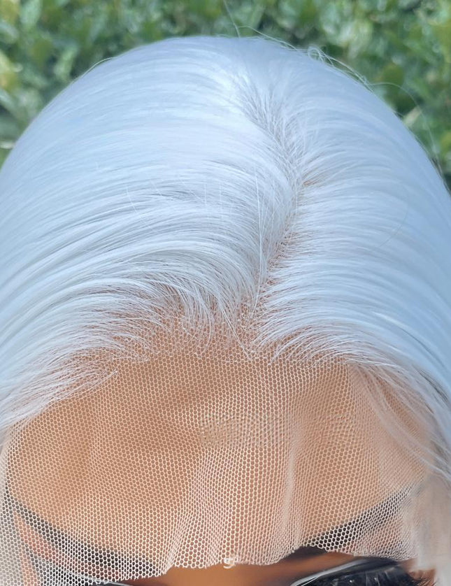 Synthetic lace frontal color wig straight---13*4---blue white color--pay 1 get 2