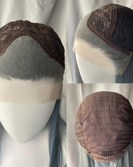 Synthetic lace frontal color wig straight---13*4---slate blue color---pay 1 get 2