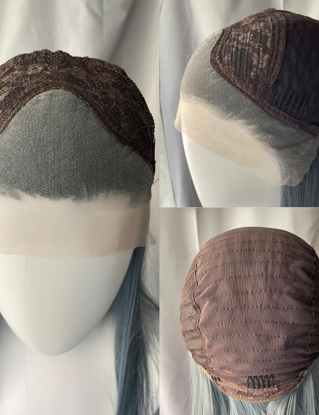 Synthetic lace frontal color wig straight---13*4---slate blue color---pay 1 get 2