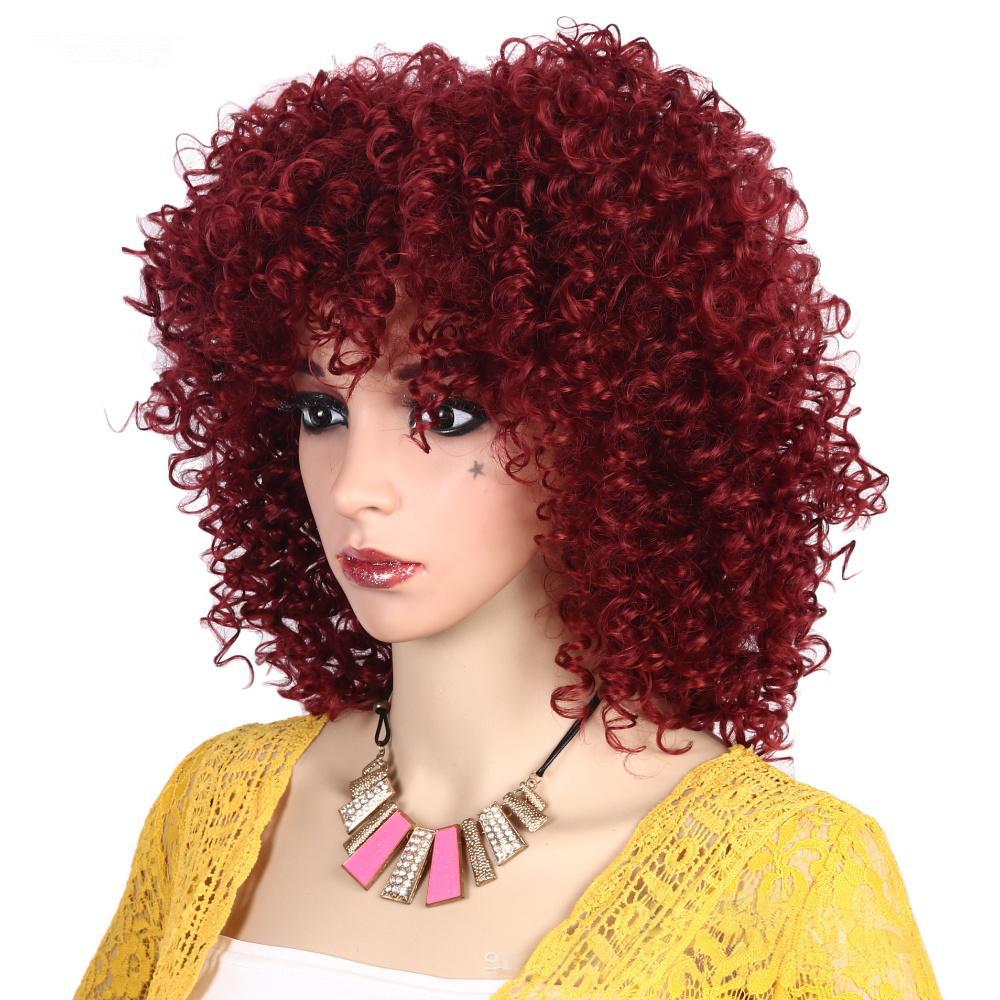 Curly hair fiber wig, , fluffy curly hair-3