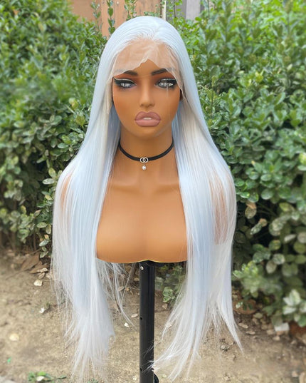 Synthetic lace frontal color wig straight---13*4---blue white color--pay 1 get 2