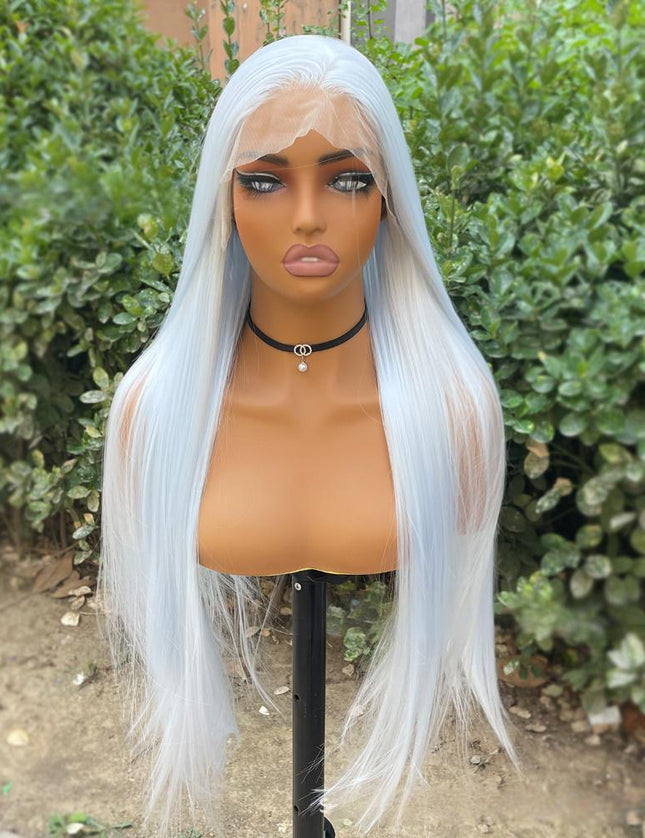 Synthetic lace frontal color wig straight---13*4---blue white color--pay 1 get 2